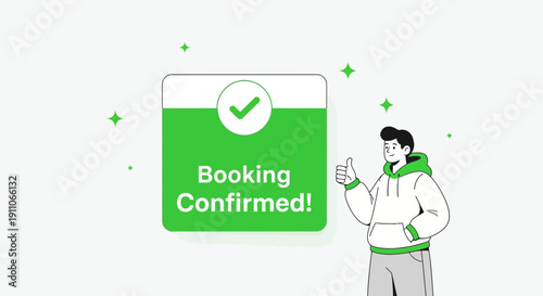Successful Booking Confirmation Thumbs Up Gesture Simple Illustration