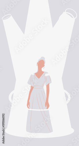 Spotlight On A Woman Standing In A Bright Light Showing Her Presence