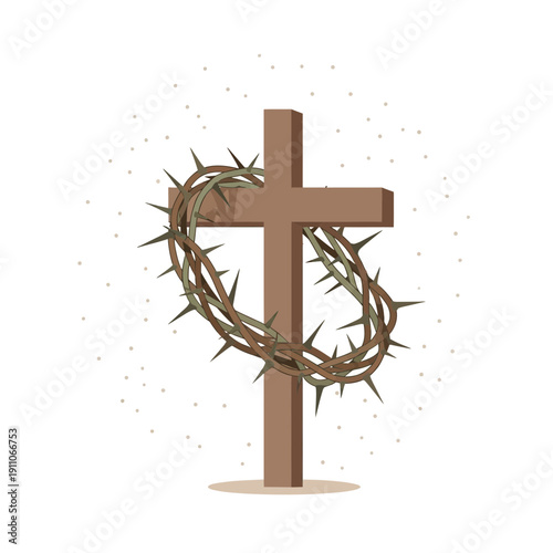 Symbolic Cross And Crown Of Thorns Religious Iconography