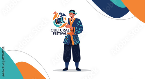 Traditional Drummer Performing at a Vibrant Cultural Festival Celebration