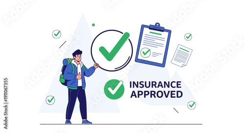 Traveler Receives Insurance Approval With Checkmarks and Documents