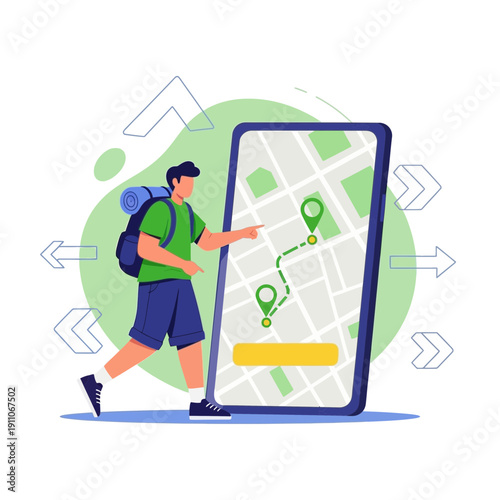 Traveler Utilizing Digital Navigation App For Seamless Journey Planning And Exploration