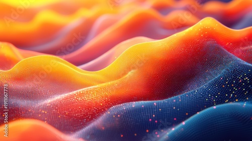 Abstract orange and blue data wave background