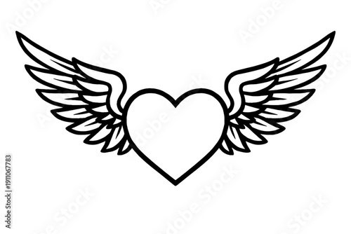 Heart with Wings Vector Illustration - Romantic Winged Heart Icon for Valentine’s Day, Love, and Freedom Design