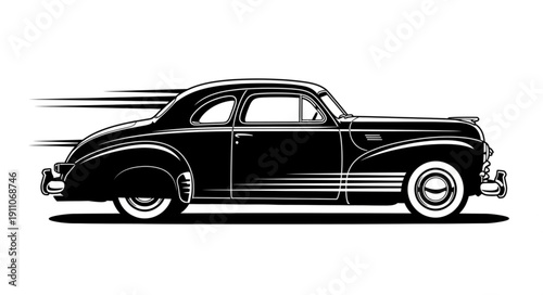 vintage car isolated on white