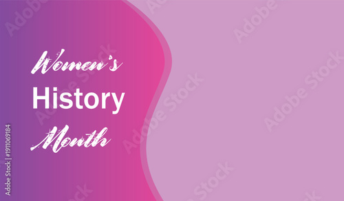 Womens history month vector illustration with elegant white typography purple pink gradient background modern decorative design