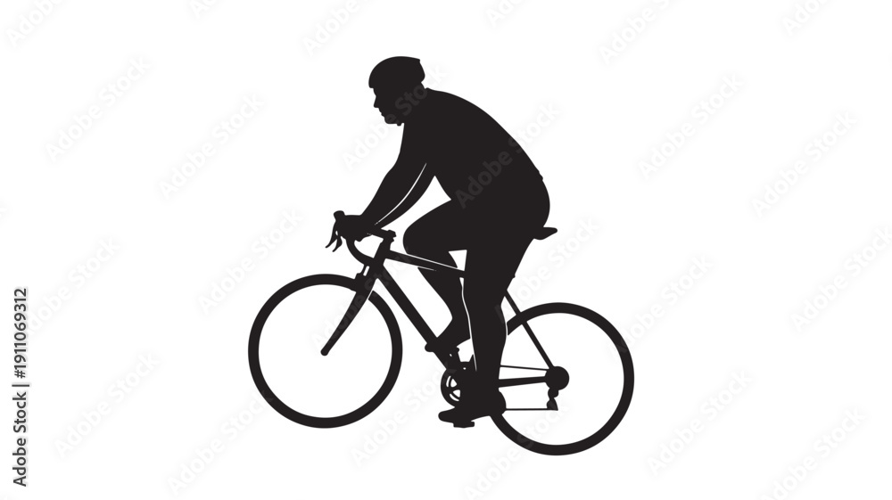 Obraz premium Cyclist riding bicycle silhouette vector