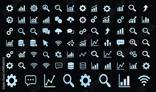 Alphabet and numbers icon set for web, mobile, and business design