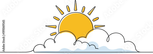 Simple Sunrise Illustration with Clouds