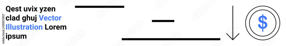 Obraz premium Finance, money transfer, business transactions, revenue generation, workflow, economic systems. Downward arrow leading to a dollar symbol. Financial flow and money transfer concept