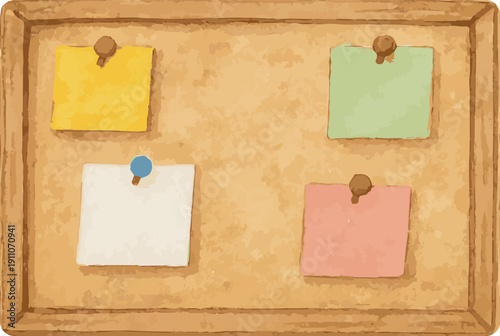 Vector watercolor illustration of a bulletin board
