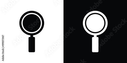 Black and white magnifying glass on contrasting backgrounds 1