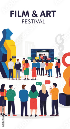 Vibrant Film And Art Festival Celebration With Diverse Audience Engaged