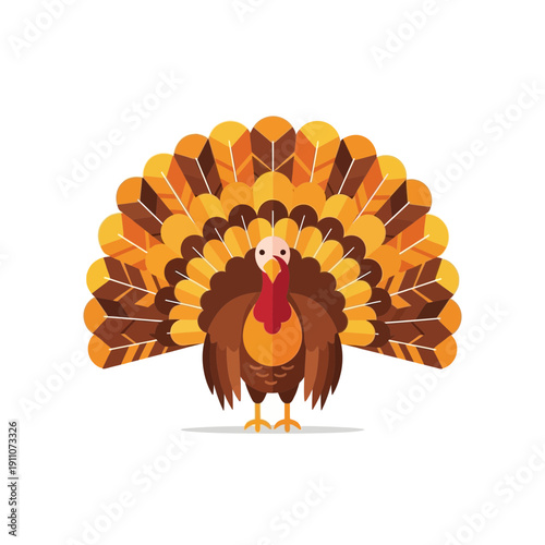 Vibrant Feathered Turkey Displaying Full Tail Fan For Autumn Celebrations