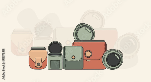 Vector Camera Lens Pouches and Cases Graphic Elements