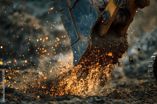 Wallpaper Mural Powerful excavator digging at construction site Torontodigital.ca