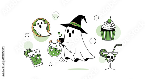 Whimsical Halloween Ghosts and Potions Collection With Spooky Treats