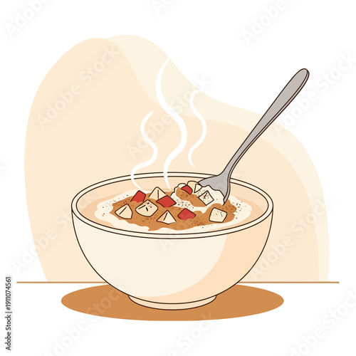 Wholesome Morning Porridge With Fresh Fruit Pieces For A Healthy Breakfast