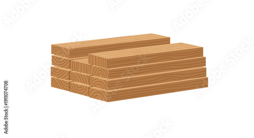 A neatly stacked pile of light brown wooden planks and timber boards sits horizontally, displaying wood grain and cut ends.