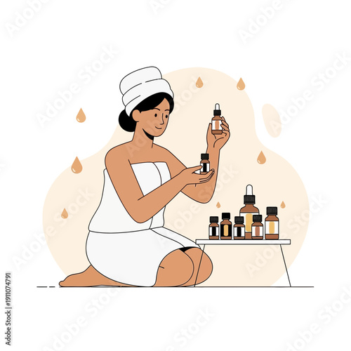Woman Applying Beauty Serums For Skincare Routine