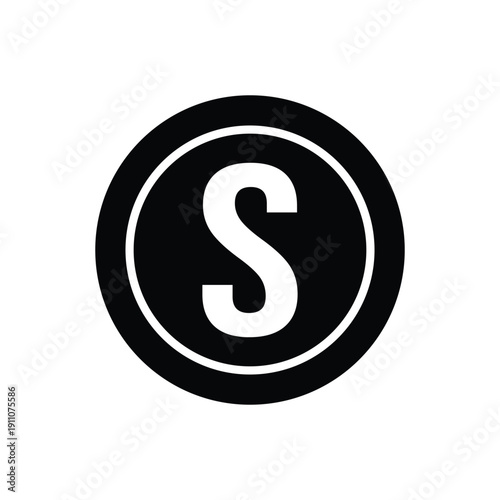 Black circle with white letter S inside