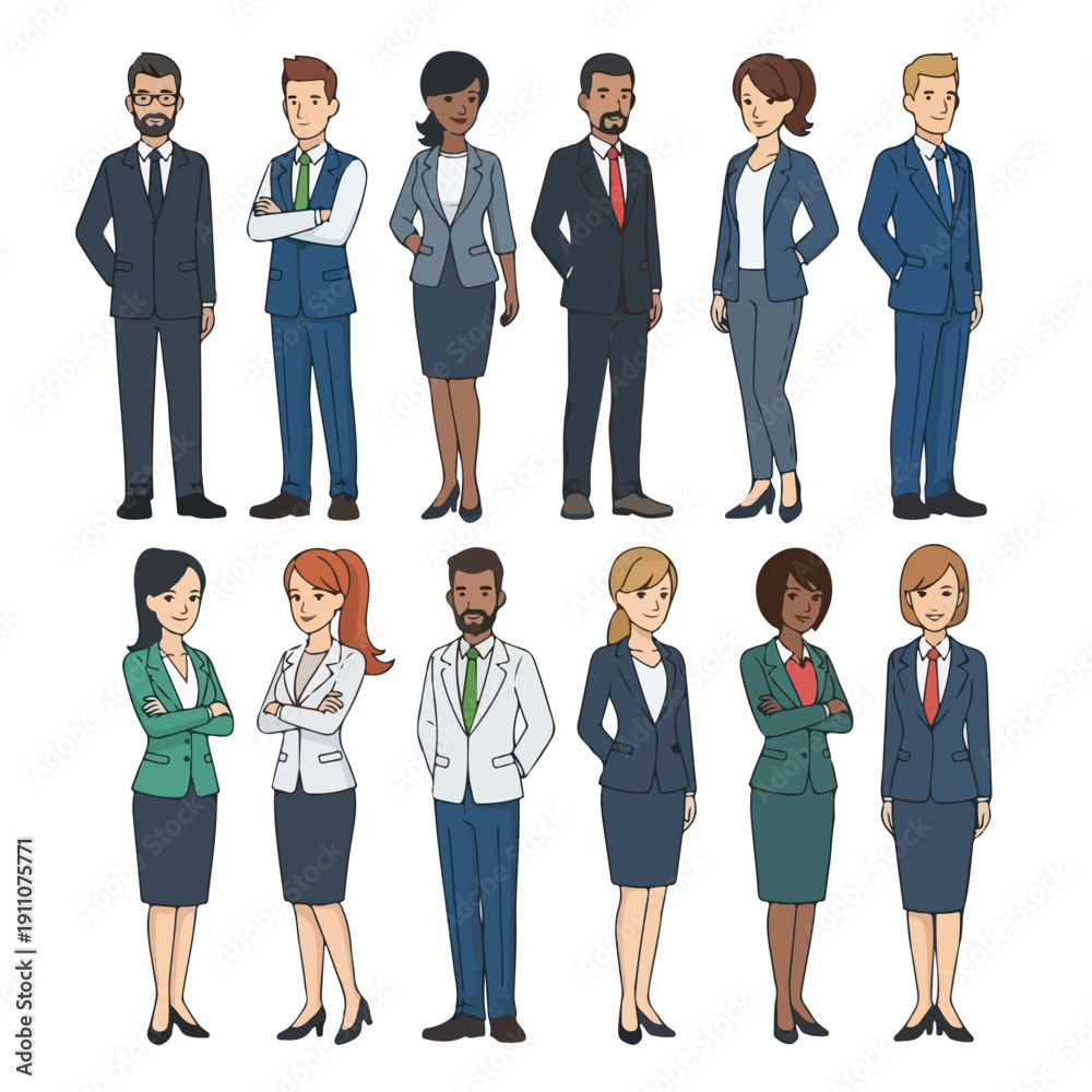Obraz premium Diverse business people standing in formal attire corporate team