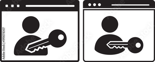 User account access icons, login, security, digital key concept