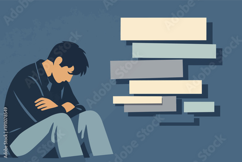 Man feeling sad, struggling with mental state and negative thoughts