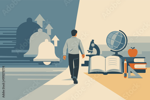 Individual leaving digital distractions to pursue knowledge and academic growth