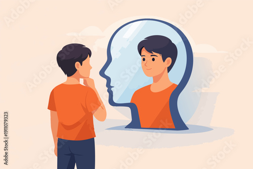 Young man reflecting on self-identity, finding inner peace and confidence