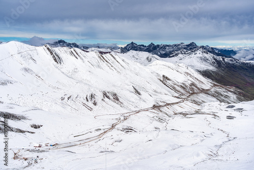 Wallpaper Mural Scenic winter view with the hiking path to Vinicunca mountain also called Rainbow Mountain, in Peru Torontodigital.ca