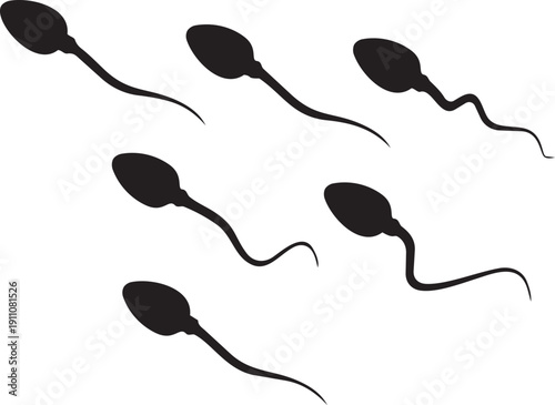 Silhouette of Life: A striking visual of sperm cells, their distinct shapes and forms captured in a minimalist yet powerful illustration.