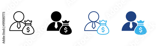 Investor icon set multiple style collection