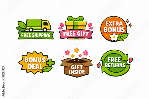 Online shopping deals collection, offering free shipping, gifts, returns, and bonus deals