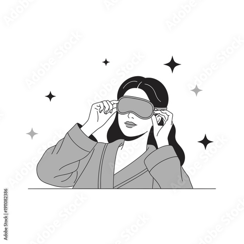 Woman Wearing Eye Mask for Sleep and Relaxation