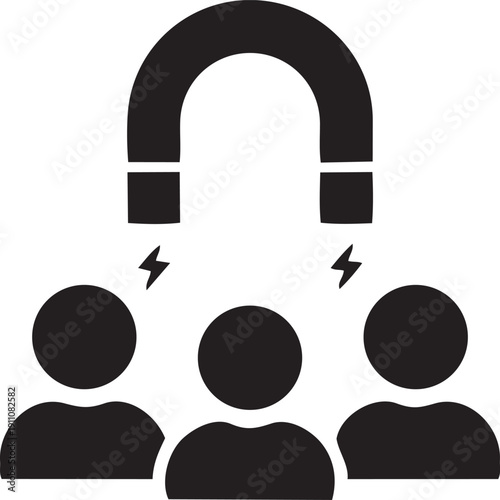Attracting Audience: A symbolic representation of audience engagement, depicting a magnet pulling in individuals, symbolizing the power of attraction and influence.