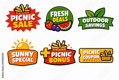 Picnic sale and fresh deals with outdoor savings coupons and special bonus labels