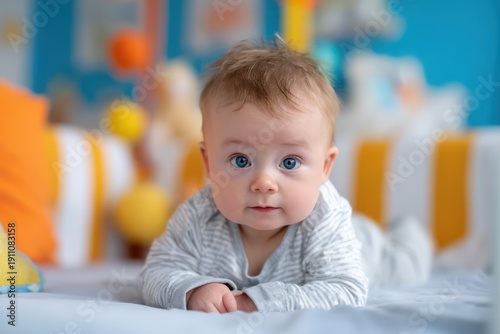 Wallpaper Mural Curious baby boy enjoying tummy time Torontodigital.ca