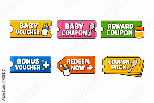 Baby coupons and vouchers offering discounts and promotions for infant products