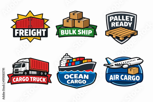 Logistics and shipping icons set illustrating global freight, cargo, transport, and delivery services