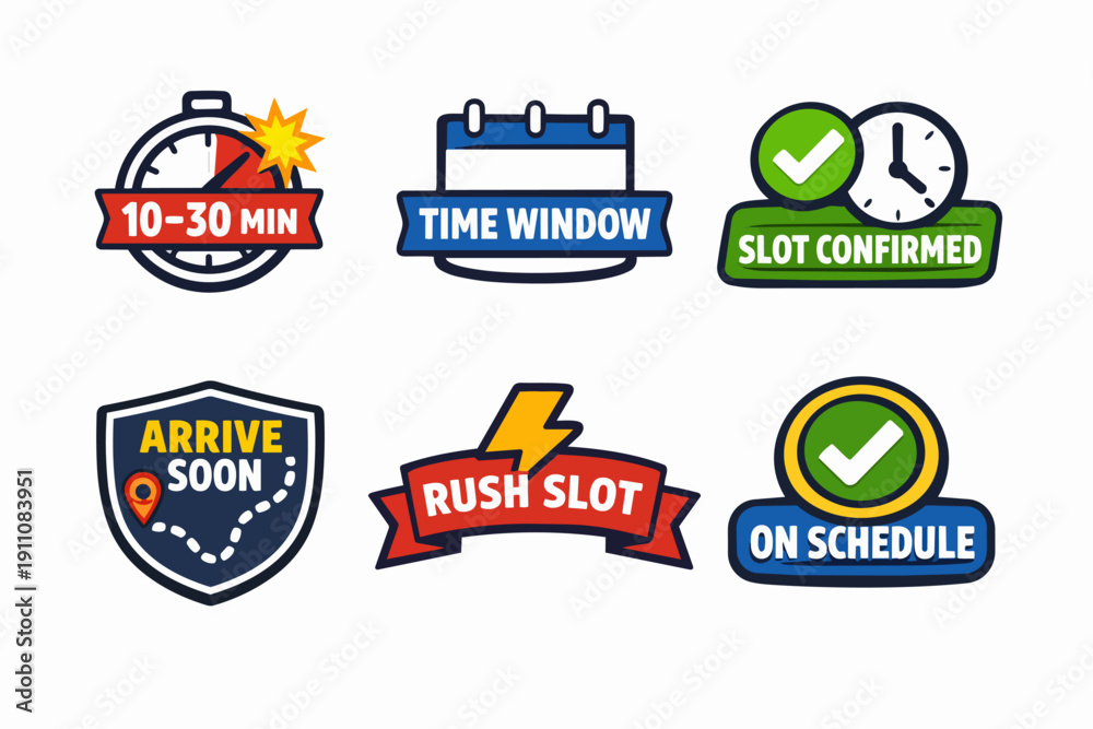 Obraz premium Delivery time slot scheduling icons for logistics and shipping tracking apps