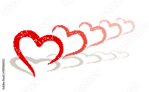 The pixel symbol of red hearts.