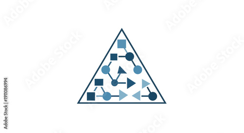 Triangle with arrows and shapes.