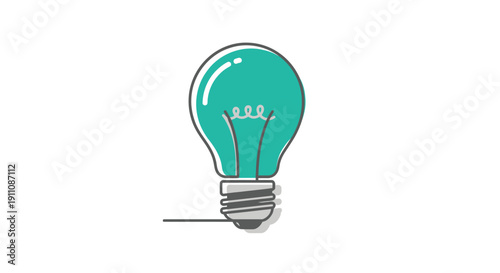 Teal Light Bulb Illustration Simple Design.