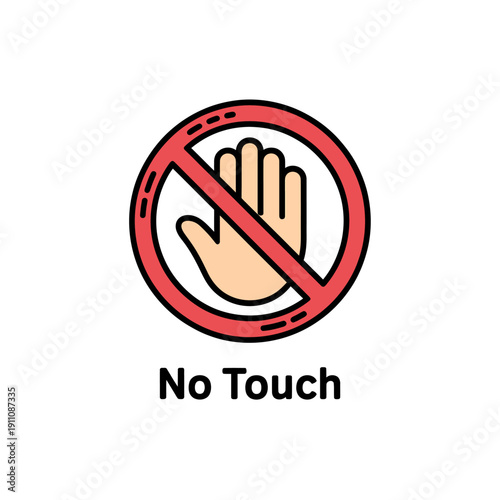 No touch sign with hand and red circle warning symbol