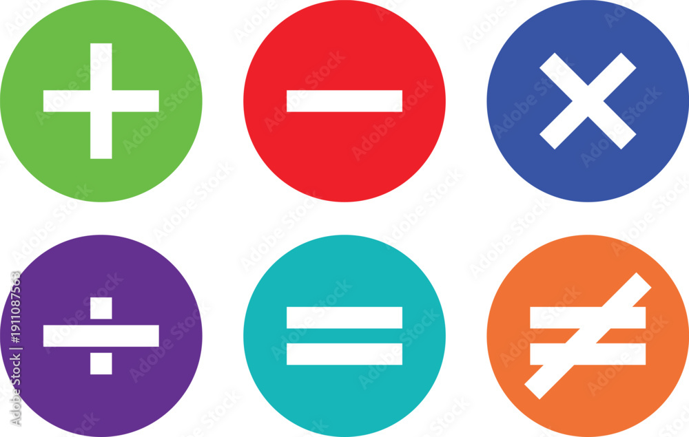 Obraz premium Colorful mathematical symbols displayed in a circular format