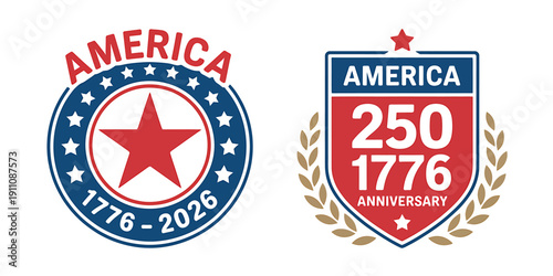 American patriotic badges and shields for 250th anniversary celebration  usa emblems