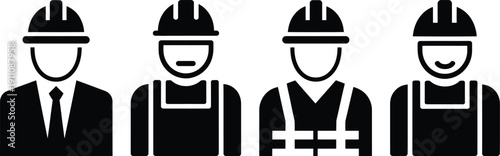 Diverse group of professionals in various work attire and safety gear.