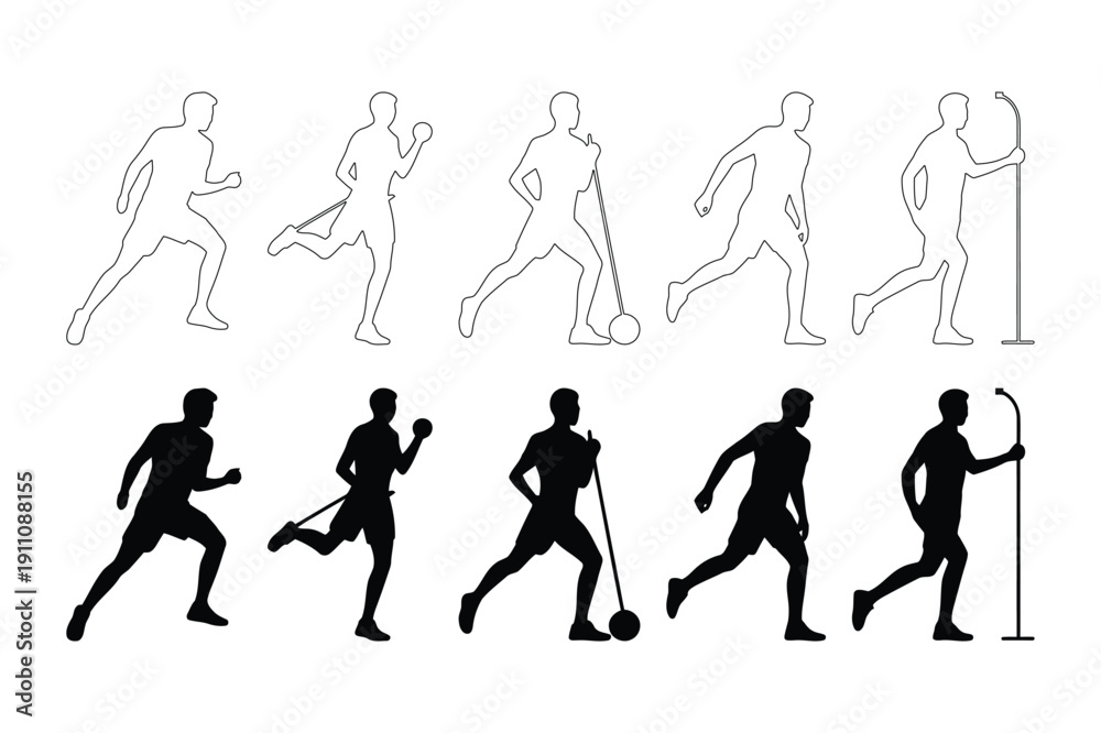 Fototapeta premium Athlete Silhouette Series in Motion