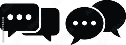 Two speech bubbles with three dots each, representing a conversation or dialogue.